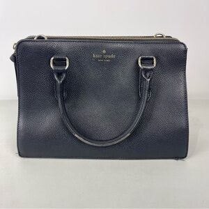 Kate Spade Mulberry Street Lise Satchel Hand Bag Black Pebbled Leather Purse